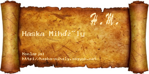 Haska Mihály névjegykártya